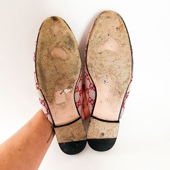Gucci Princetown Mules GG Red Canvas Horsebit Loafer Size 39.5, 9.5 - Picture 12 of 13